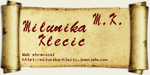 Milunika Klecić vizit kartica